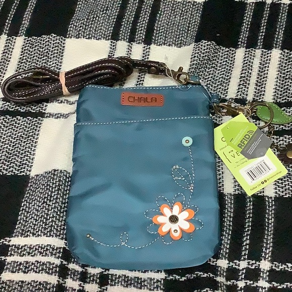 Chala nylon & vegan leather floral crossbody purse - Picture 2 of 10